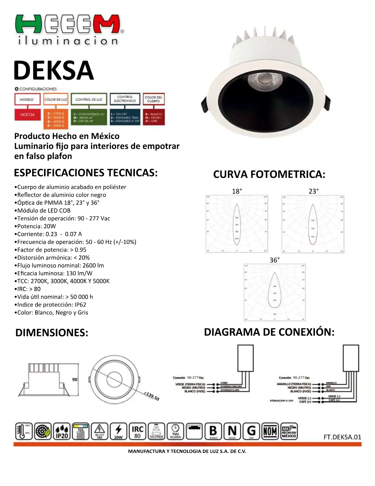 HCE317 DEKSA 12W, 3000K,