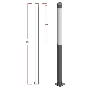 MATCH BOLARDO DIAM. 12.7x250cm LARGO, 54W, 90-277V, HUS152